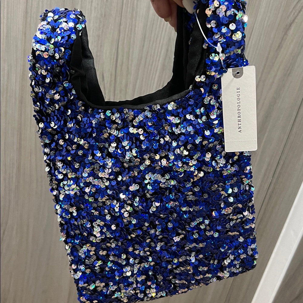 NWT ANTHROPOLOGIE Paillette sequins silver blue - Picture 12 of 15